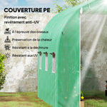 Serra a tunnel da giardino 6 m² 3 x 2 m con 1 porta + 2 pareti laterali avvolgibili con cerniera, 6 finestre, verde