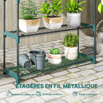 2er-Set Pflanzenregale mit 4 Ebenen für Innen und Außen, Metallhalter für Pflanzen, 90 x 28 x 104 cm, Grün
