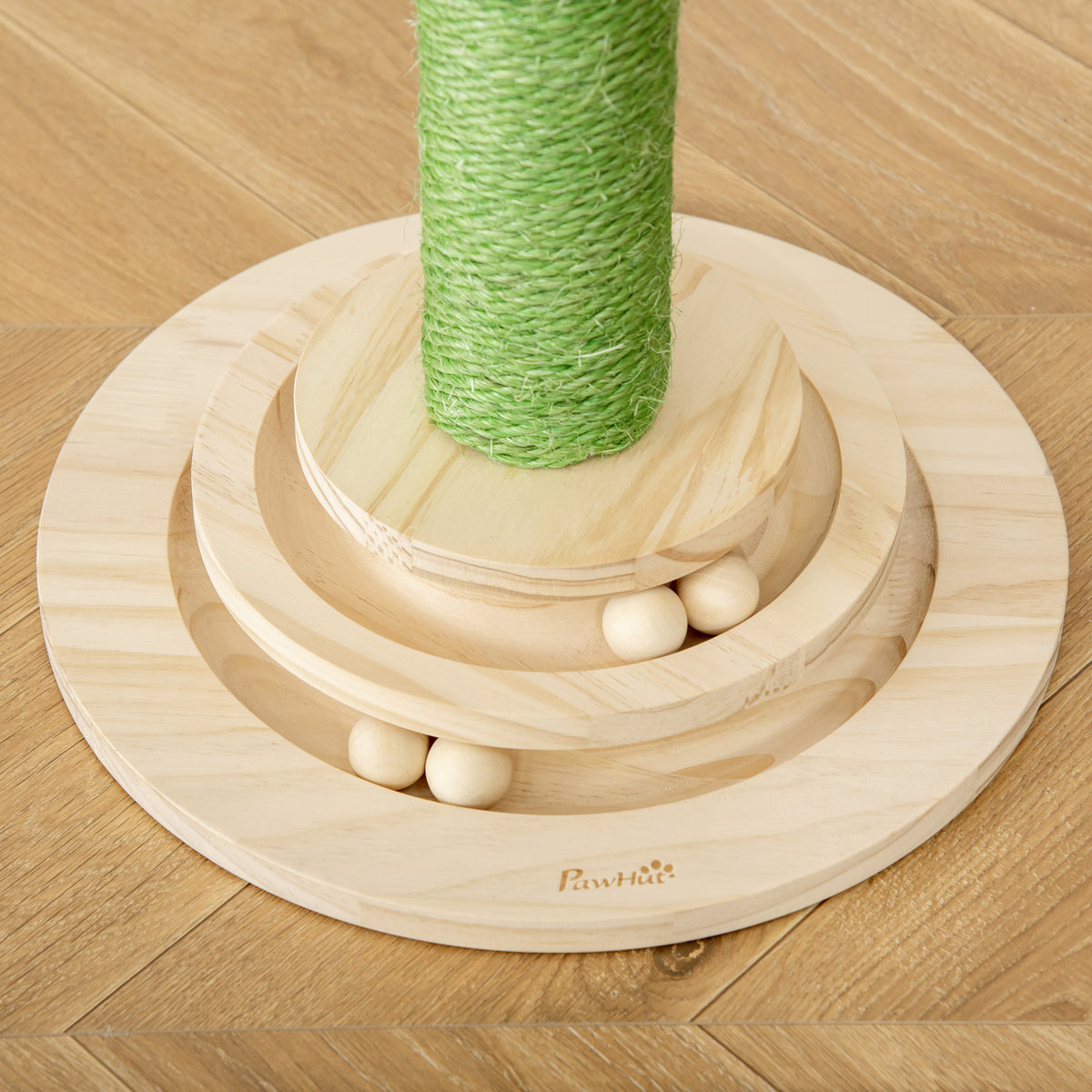 Arbre à chat griffoir forme de cactus en sisal naturel pompon suspendu et plateforme de jeu boules Ø 32 x 60 cm vert-8