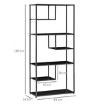 Bibliothèque étagère de rangement à 7 niveaux cadre en acier style industriel 83 x 34 x 180 cm noir