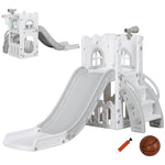 Toboggan pour enfants 5 en 1 avec panier de basket escalade télescope espace de rangement 70 x 177 x 92 cm gris