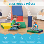 7PCS Module motricité bébé parcours motricité bébé blocs de construction en mousse EPE avec housse en polyuréthane - jouets éducatifs pour enfants d'âge préscolaire, multicolore