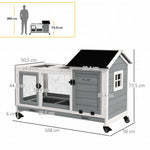 Clapier cage à lapins rongeurs sur roulettes 2 portes verrouillables - dim. 108L x 58l x 73,5H cm - bois massif
