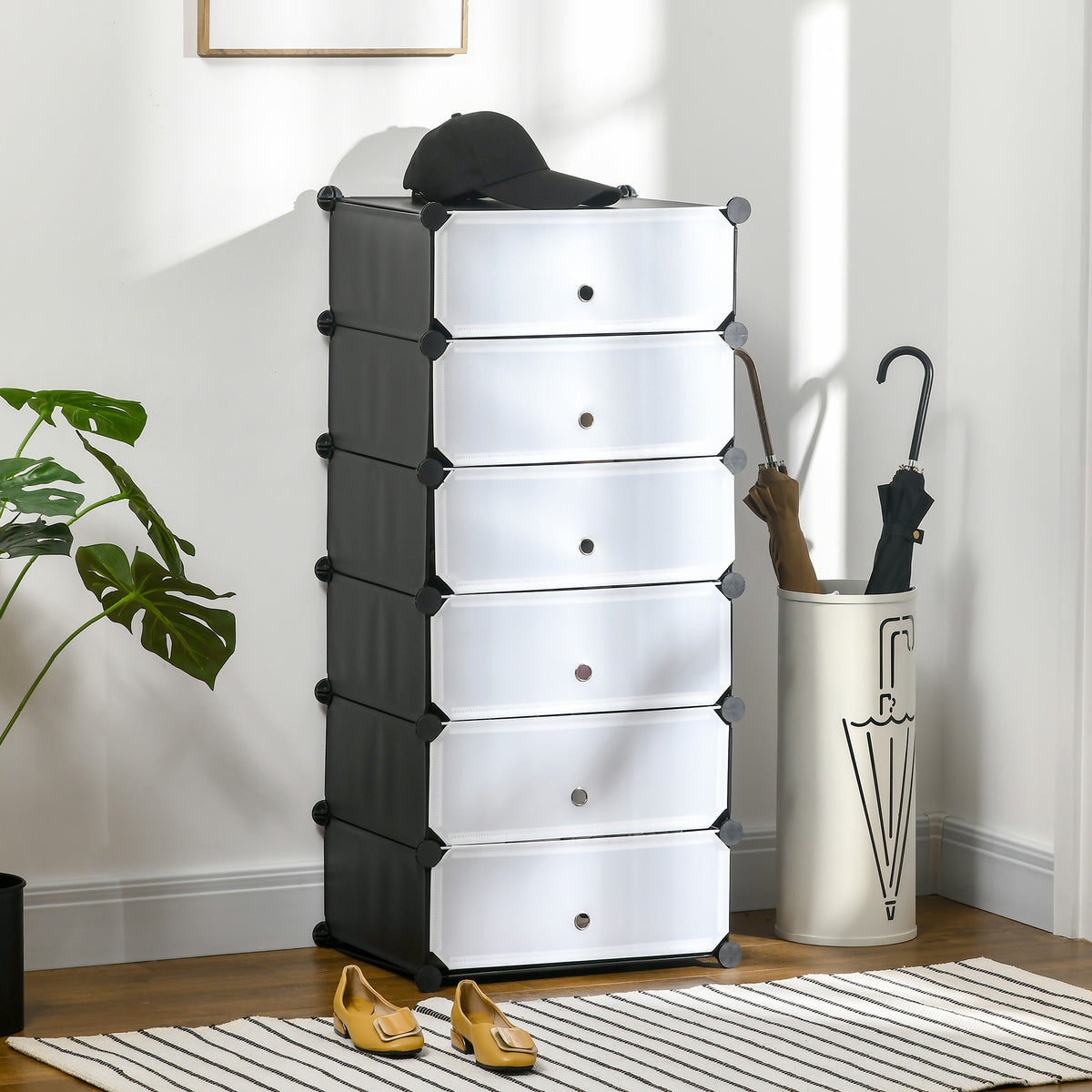Armoire à chaussures modulable range chaussures meuble de rangement avec 6 cubes rectangulaires empilable en