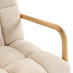 Schommelstoel met Voetensteun, Rocking Chair van Boucléstof, Houten Poten, 64,5 x 82 x 89 cm, Beige