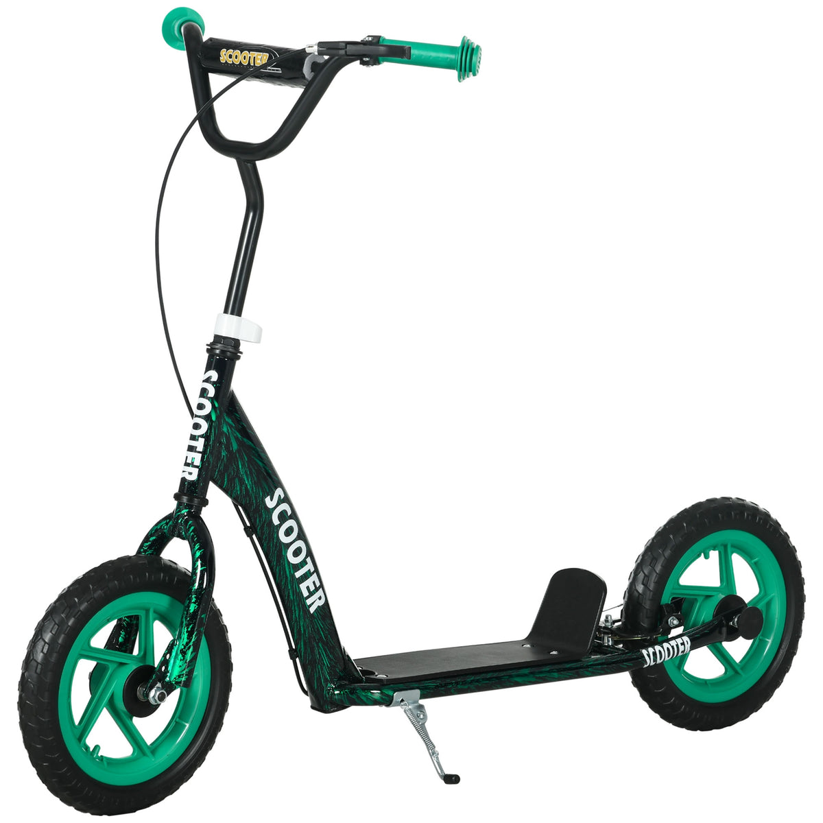 Haurrentzako patinetea, gurpil handiak, 6 urtetik 12 urtera, altuera erregulagarria, atzeko balazta, euskarria, berdea