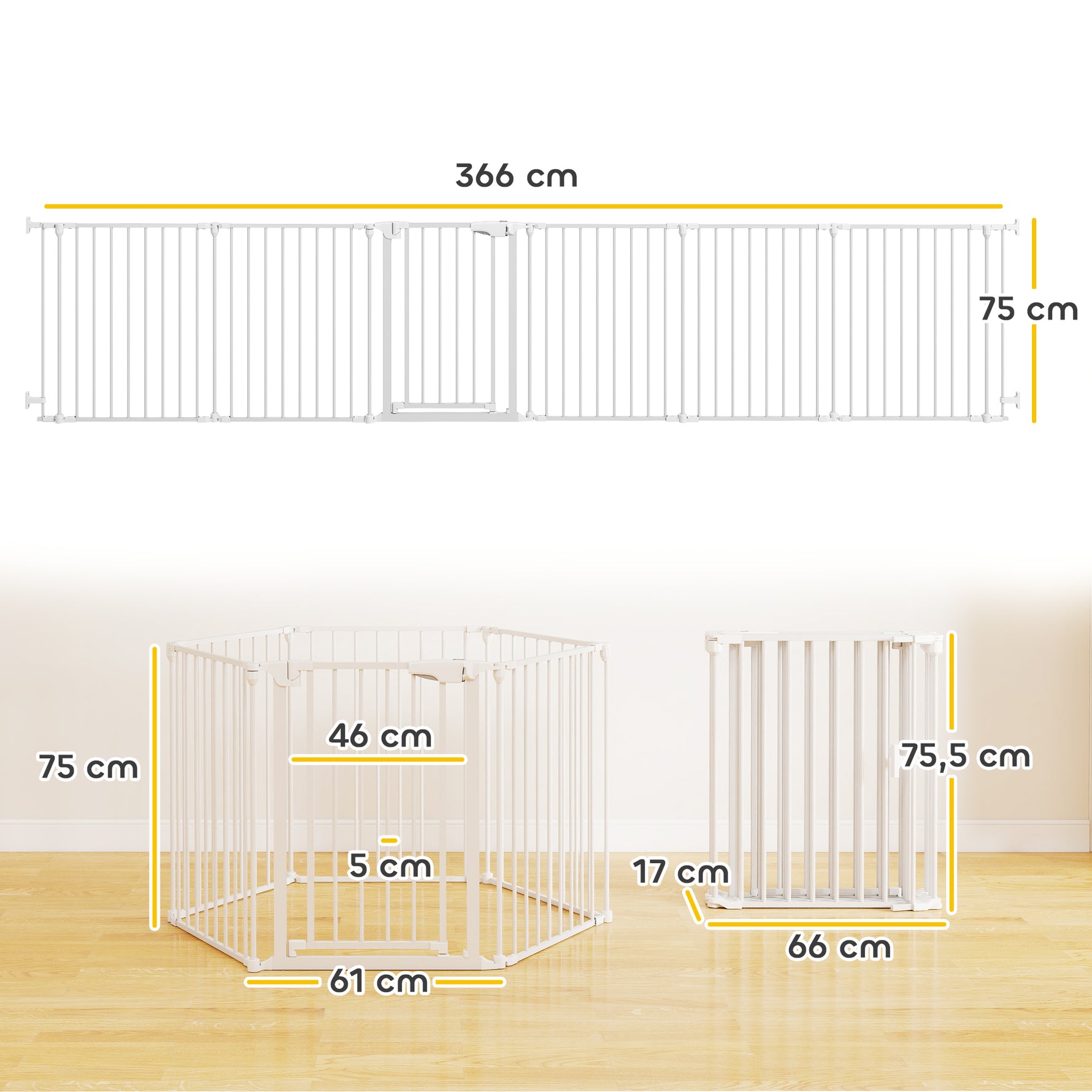 Barrière de sécurité en métal parc enclos pliable et modulable pour chien et enfant 6 panneaux 61 x 75 cm blanc