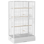 Cage à oiseaux volière avec portes perchoirs cage pour canaris perruches perroquets 61 x 36,5 x 98 cm blanc