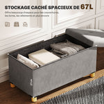 Opvouwbare opbergbank voor aan het voeteneind van het bed, inhoud 67 L, draagvermogen 120 kg, met deksel, 76L x 38B x 38H cm, grijs