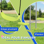 Balançoire 2 agrès portique avec 1 balançoire et face à face 255 x 160 x 180 cm charge max. 135 kg vert gris