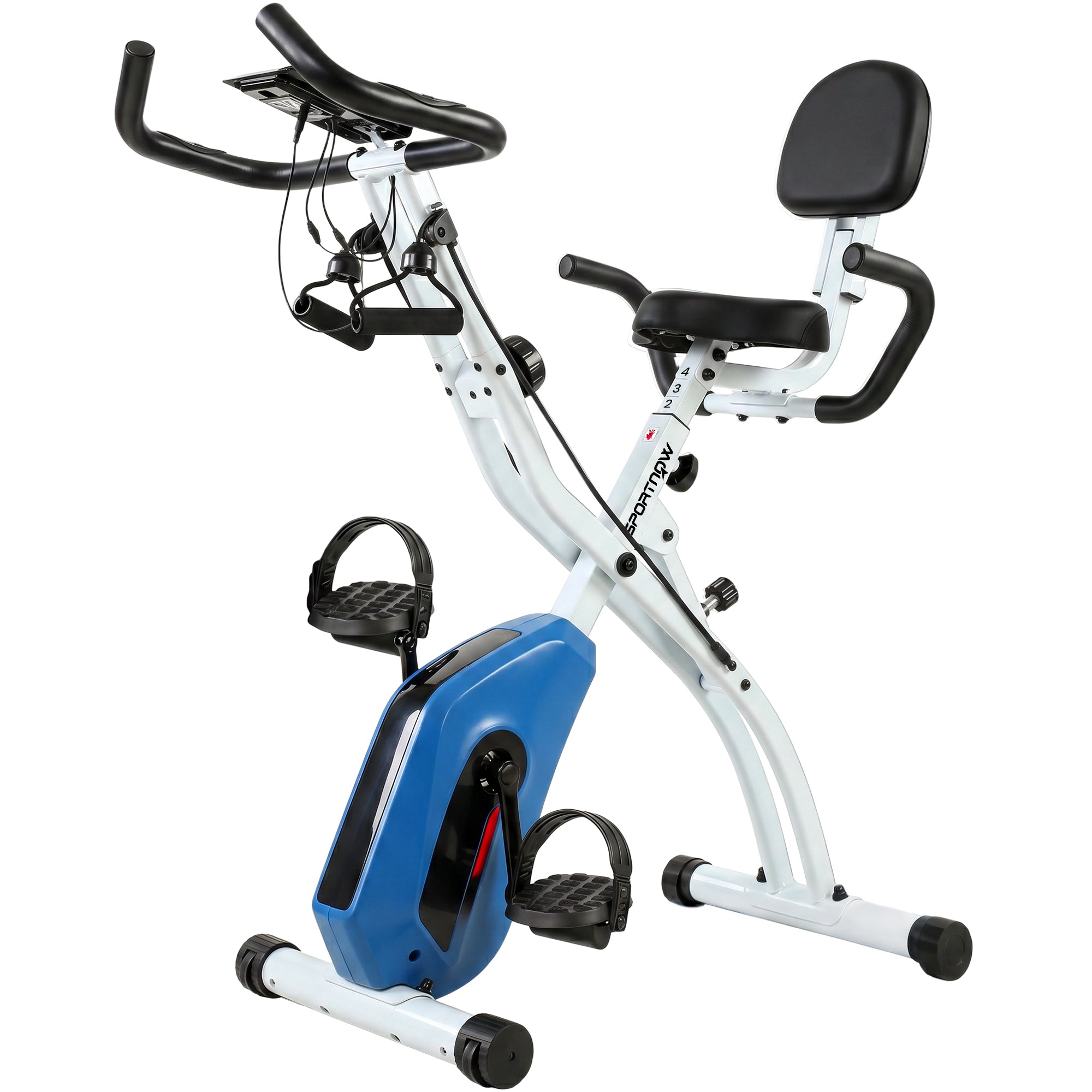 Cyclette Pieghevole Fitness Bike 4 in 1 Silenziosa Connessa Kinomap Bluetooth e Zwift 105x53,5x109cm Blu
