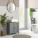 Meuble sous lavabo 2 portes étagère réglable 2 étages à l'intérieure poignées en PU 60 x 30 x 60 cm gris