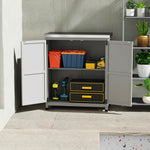 Armoire de jardin en Bois Extérieur, armoire de rangement de Jardin avec Plan de Travail acier galvanisé 79x43x92cm gris