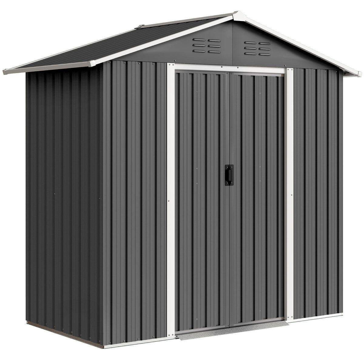 Abri de jardin en métal grand espace de rangement extérieur avec portes coulissantes 194 x 107 x 191 cm gris foncé