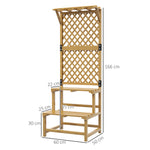 Support plantes intérieur porte plante intérieure à deux niveaux avec treillis 60 x 50 x 166 cm en bois massif jaune