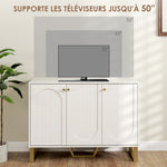 Buffet de salon avec placard à portes et étagère réglable, 106,5 x 35 x 77,5 cm, blanc