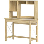 Bureau avec rangement bureau bibliothèque en bois avec étagères et grand plateau pour petits espaces, aspect chêne