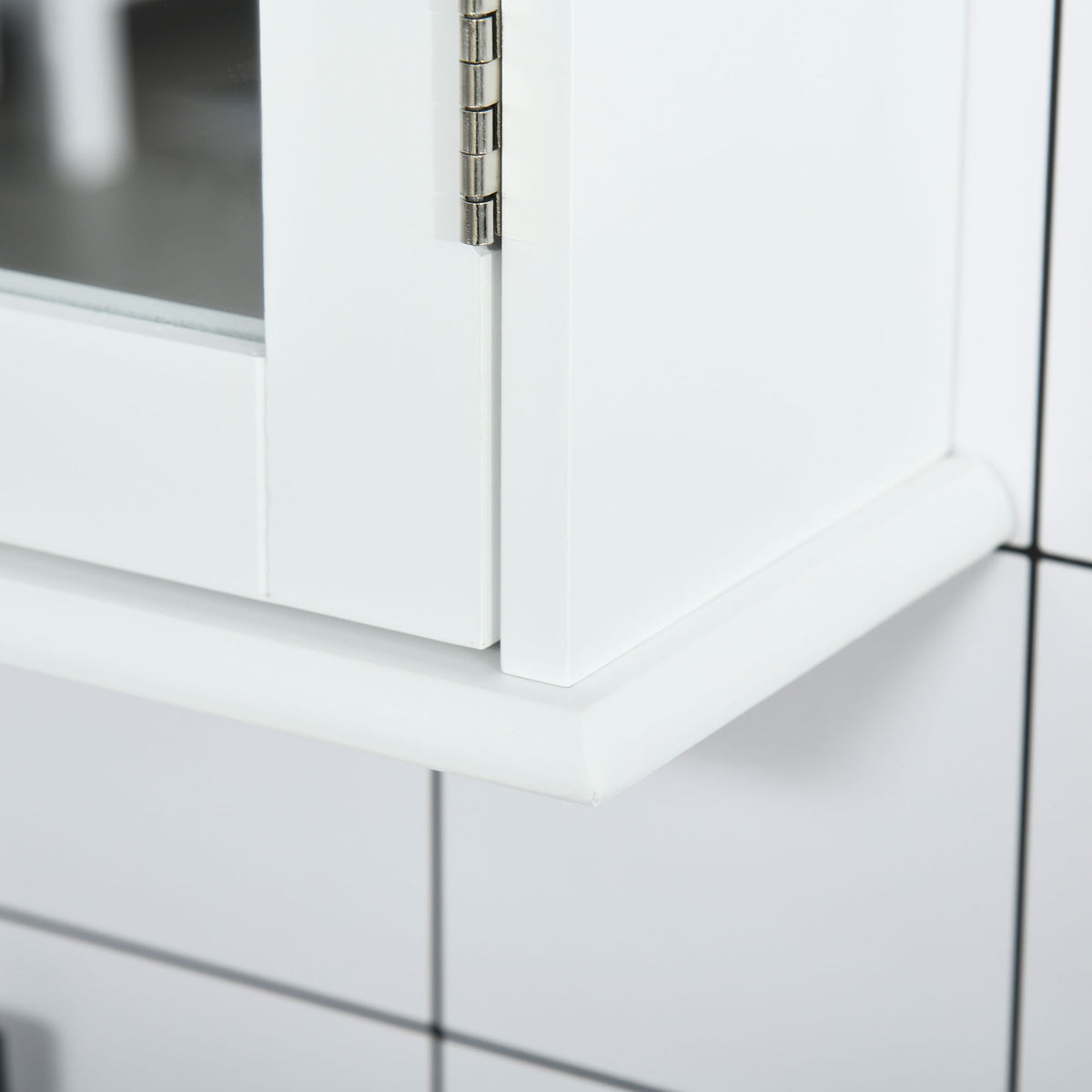 Badezimmer-Wandschrank mit Spiegel - Spiegelschrank - WC-Aufbewahrungsschrank - 1 Tür, 2 Ablagen - Glas MDF Weiß