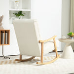 Fauteuil à bascule, rocking chair en velours teddy avec assise rembourré, dossier ergonomique, 65 x 90 x 98 cm, crème