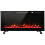Elektrischer Kamin, einbaubar, wandmontierbar oder freistehend, 3-in-1, dekorativer Kamin, extra flach, 900W/1800W, 3D-Flammeneffekt, Schwarz