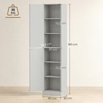 Colonna da bagno a 6 livelli, mobile contenitore stretto, 2 ante e 4 ripiani regolabili, 40x35x180cm, verde