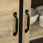 Armoire de cuisine buffet haut avec 1 tiroir 3 placards étagères 2 portes vitrées 90 x 39 x 177 cm noir naturel