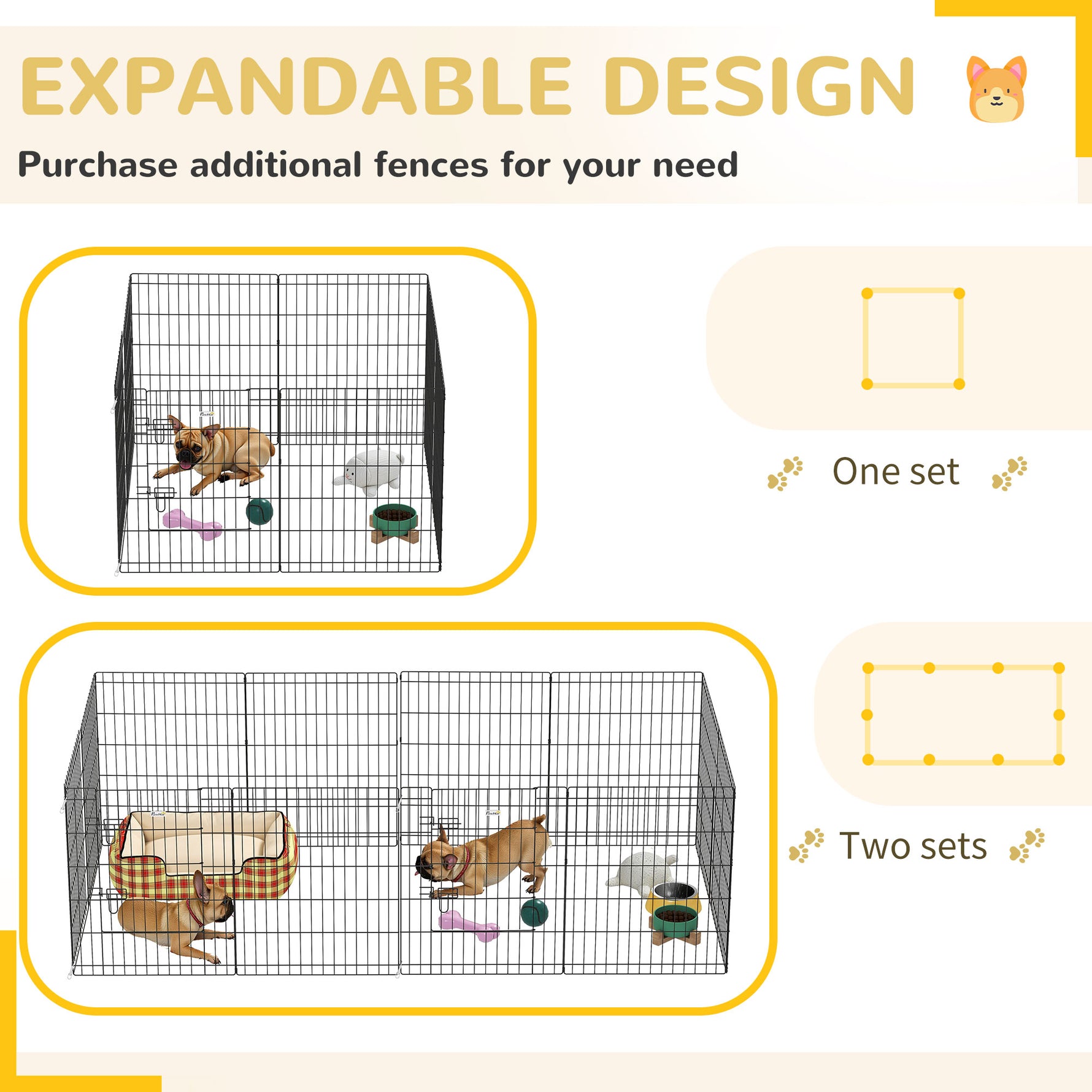 Parc enclos modulable pour chiens lapins rongeurs clôture pour petits animaux intérieur et extérieur 61 x 76 cm noir