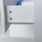 Meuble de rangement pour salle de bain sur pied placard 2 portes 1 tiroir, étagère régable, blanc laqué