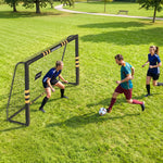 Futbol-atea babes-aparrarekin, lurreko 6 piketarekin eta PE sarearekin, 240x85x160cm, horia