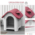 Niche pour chien extérieur et intérieur double porte en métal et multi-ventilation 59 x 75 x 66 cm rouge
