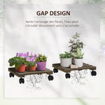 Lot de 2 supports pour plantes carrés porte plante à roulettes support pour pot de fleurs, pour intérieur et extérieur