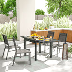 Table Extensible de Jardin Grande Taille dim. dépliées 160 x 80 x 75 cm Aluminium Gris foncé Plateau Verre trempé Noir