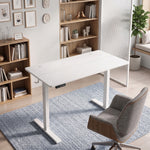 Bureau Assis Debout Électrique 120 x 60 cm, Mémoire 3 Hauteurs, Sécurité Enfant et Anti-Collision, pour Travail, Blanc