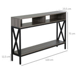 Table Console Table d'Entrée Industriel Multi-rangements 120 x 23,5 x 75 cm Bois Gris