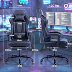 Ergonomische gamestoel, gamerstoel met masserende lendensteun, verstelbare rugleuning, in hoogte verstelbaar, zwart