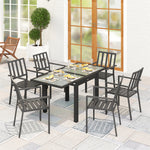 Table Extensible de Jardin Grande Taille dim. dépliées 160 x 80 x 75 cm Aluminium Plateau Verre trempé transparent
