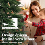 Kunstkerstboom 210 cm, Scharnierende takken van brandvertragend PE en PVC, Inklapbare stalen standaard, Groen
