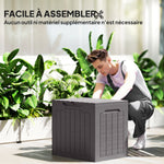 97L outdoor storage box with recessed handles, waterproof outdoor storage chest 56 x 41 x 50 cm, brown