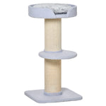 Arbre à chat avec griffoir centre d'activités 2 plateformes coussin bleu clair