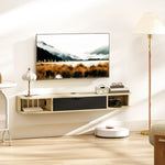 Meuble TV suspendu, meuble télé pour téléviseur jusqu'à 50 pouces, tiroir rabattable 2 étagères 120x24x16cm noir