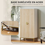 Armoire de cuisine meuble cuisine rangement avec 12 étagères à portes, étagères ajustables, 58x29x119,5cm, blanc
