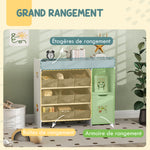 Meuble rangement enfant étagère de rangement pour jouets enfants avec 9 tiroirs en tissu et placard, blanc