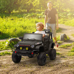 Voiture électrique enfants UTV avec télécommande 2,4G, 2 moteurs 12 V, musique, klaxon, lumières LED, 100x63x65cm, noir