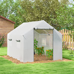 Invernadero de jardín tipo túnel 2 x 3 m, 6 m² con puerta enrollable, 4 ventanas, - Acero galvanizado PE Alta densidad Blanco