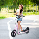 Kinderroller Cityroller 30 cm Luftreifen, höhenverstellbarer Lenker, Handbremse und Ständer, Stahl, für Kinder ab 5 Jahren, Pink