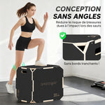 Boîte pliométrique 3 en 1 en bois pour entraînement au saut antidérapant et sans coins noir