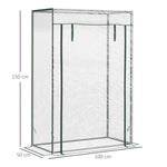 Serre de jardin, serre de balcon, bâche renforcée PVC, châssis en acier, porte zippée enroulable, pour légumes plantes fleurs en toutes saisons intérieur et extérieur, 100 x 50 x 150 cm blanc