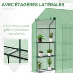 Serre de Jardin avec Étagères 3 Niveaux, Petite Serre de Balcon en Bâche PE 140 g/㎡ Renforcée 143 x 138 x 190 cm, Vert