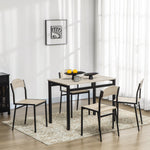 Ensemble table à manger 5 pièces avec 4 chaises lateau MDF coloris bois de chêne châssis métal noir