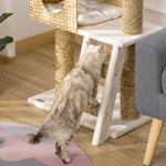 Krabpaal krabmeubel voor katten hoogte 100,5 cm met kussens en ladder activiteitencentrum sisalpalen